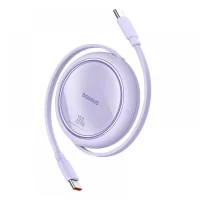 کابل شارژ Type-C به Type-C بیسوس 100 وات 1 متری مدل Baseus Free2Draw Mini Retractable Purple