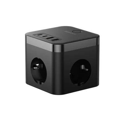 چند راهی برق و هاب شارژ 7 پورت 30 وات بیسوس مدل Baseus PowerCombo Cube Power Strip E00066400117-00