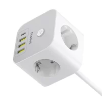 چند راهی برق و هاب شارژ 7 پورت 20 وات PD بیسوس مدل Baseus PowerCombo Cube Power Strip E00066401213-00